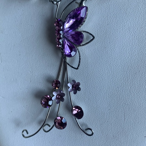 Purple jewel butterflies choker necklace - Picture 2 of 14
